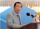  ?? Photo: Kith Serey/EPA-EFE ?? Combodian Prime Minister Hun Sen is accused by Human Rights Watch of trying to destroy “the last remnants of democratic freedoms”. A court sentenced 19 opposition activists to up to a decade in prison.