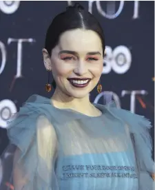  ?? (Anthony Behar/Sipa USA/TNS) ?? EMILIA CLARKE attends HBO’s ‘Game of Thrones’ final season premiere at Radio City Music Hall in New York last week.