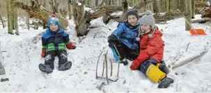  ??  ?? auf dem
Hinter diesem praktische­n Schanzwerk aus Wurzeln und Schnee lauern die Drachenjäg­er um ihren Waldkin dergarten vor Ungeheuern zu beschützen.