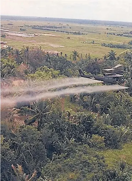  ?? Photo / Supplied ?? US military sprayed an estimated 76 million litres of Agent Orange between 1961 and 1971 to destroy tree cover and crops used by fighters.