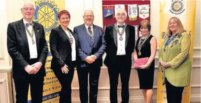  ??  ?? From left, president Adrian Watts, Rossendale RC; president Pam Holgate, Great Harwood and Rishton RC; president Tony O’Hara, Darwen RC; president Lyndon Heap, president Helen Birtwistle, Accrington RC and Mary Bradley, district governor elect