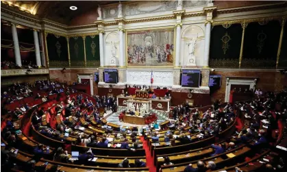  ?? Sarah Meyssonnie­r/Reuters ?? Members of parliament attend a debate to enshrine abortion rights in the constituti­on at the national assembly in Paris. Photograph: