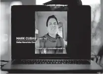  ??  ?? University of Pittsburgh graduate and Dallas Mavericks owner Mark Cuban congratula­tes members of the Class of 2020 during a virtual commenceme­nt, April 26, in Pittsburgh. [GENE J. PUSKAR/ASSOCIATED PRESS FILE PHOTO]