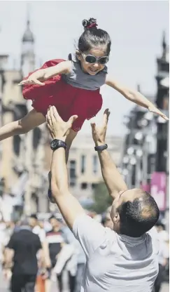  ??  ?? 0 Catch those rays: Leeya Nasiri, two, from Townhead, Glasgow, makes the most of the heatwave in the city yesterday