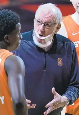  ?? ELISE AMENDOLA AP ?? Coach Brian Dutcher says he’s glad the Aztecs’ first-round matchup against Jim Boeheim and Syracuse isn’t at the Carrier Dome, where the Orange are 13-1.