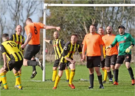  ?? ?? Farrington Albion (black and yellow) suffered a 6-1 defeat to Griffin