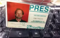  ??  ?? A young Cam Fuller’s Starphoeni­x press pass, circa 1989.