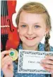  ??  ?? Grace Henderson of Caol took first place in the fiddle for beginners.