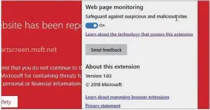  ??  ?? Microsoft décline son logiciel de sécurité Windows Defender sous forme d’une extension pour Google Chrome.