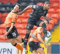  ?? ?? St Mirren’s Jonah Ayunga beats Jamie McGrath