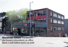  ?? ?? Uncertain future The current site houses Leisurelan­d, an office block, a sub station and a car park