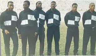  ??  ?? THE SPECIAL ONE . . . The late Mercedes ‘‘Rambo’’ Sibanda (left) was the first Highlander­s player to be crowned Soccer Star of the Year in 1987