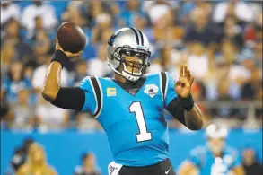  ?? Brian Blanco / Associated Press ?? Free-agent quarterbac­k Cam Newton is 31 and five years removed from his AP NFL MVP season, but he has been posting workout videos on Instagram to show he’s now healthy.