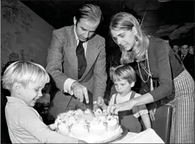  ??  ?? HAPPY FAMILY: Joe with first wife Neilia and sons Beau, left, and Hunter in 1972