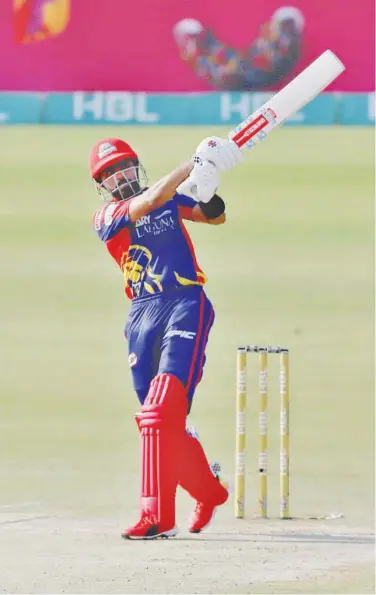  ?? Associated Press ?? Karachi Kings’ Babar Azam plays a shot during the Pakistan Super League match against Multan Sultans on Saturday.