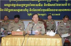  ?? SUPPLIED ?? Police chief Neth Savoeun speaks about a six-month report on nationwide crime statistics at a meeting held yesterday in Phnom Penh.