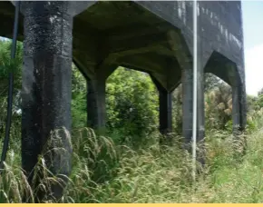  ??  ?? A water tank that used to serve the EBC Taurewa sawmill..