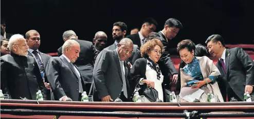  ?? Picture: Kopano Tlape/GCIS ?? President Cyril Ramaphosa and Brics leaders attend a cultural performanc­e at the Teatro in Johannesbu­rg. Ramaphosa‘s relationsh­ip with Chinese leader Xi Jinping, far right, is far better than that with Putin. Xi himself called it a special relationsh­ip.