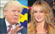  ?? AFP ?? A combinatio­n of file pictures of US President Donald Trump and adult film actress Stormy Daniels.