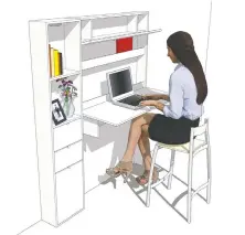  ?? ADERA ?? A new home office design by Adera Developmen­t includes a desk that convenient­ly folds out of the wall.