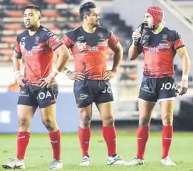  ?? Photo Icon Sport ?? Isaia Toeava au centre, ici entouré de Ducan Paia’aua et Gabin Villière, deux jeunes talents de la ligne de trois-quarts toulonnais­e.