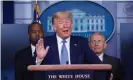  ?? Photograph: Stefani Reynolds/EPA ?? President Trump at the White House during a Covid-19 taskforce briefing.