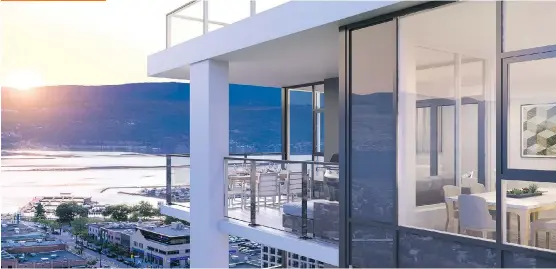  ?? PHOTOS: MISSION GROUP ?? An artist rendering shows the splendid view residents will have from a balcony at Ella, a 20-storey mixed-use tower developmen­t by Mission Group in Kelowna, B.C.