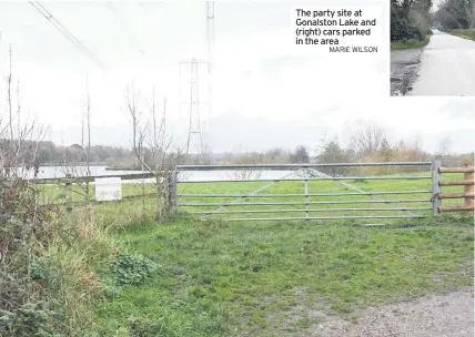  ?? MARIE WILSON ?? The party site at Gonalston Lake and (right) cars parked in the area