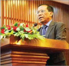 ?? PHA LINA ?? Social Affairs Minister Vong Soth speaks at a meeting announcing a new report mapping residentia­l care facilities in the Kingdom yesterday in Phnom Penh.