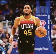  ?? Tony Gutierrez / Associated Press ?? Jazz guard Donovan Mitchell is reportedly unhappy in Utah and is rumored to like the Knicks as a future destinatio­n.