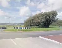  ??  ?? The roundabout at Delta Lakes, on the B4304 in Llanelli where Justin Hill, from Waunarlwyd­d, was knocked off his bike and ‘left for dead’.