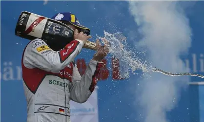  ??  ?? Daniel Abt enjoys a happier moment celebratin­g victory at the Formula E Mexico City race in March 2018. Photograph: Marco Ugarte/AP