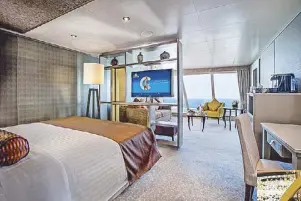  ??  ?? Cruise life: The Veranda Suite can sleep up to four and has a Jacuzzi.