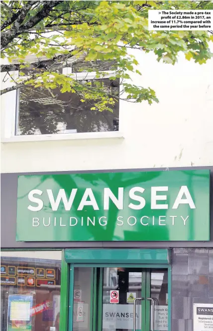  ??  ?? > The Society made a pre-tax profit of £2.86m in 2017, an increase of 11.7% compared with the same period the year before > General views of Swansea Swansea BuildingRs­oob cBrioewtny­e