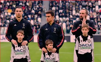  ??  ?? Trio meraviglia Cristiano Ronaldo, Paulo Dybala e Gonzalo Higuain insieme dall’inizio contro l’Udinese