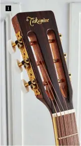  ??  ?? 1 1. The PTU441’s slotted headstock and gold coloured three-a-side tuners add to the guitar’s good looks