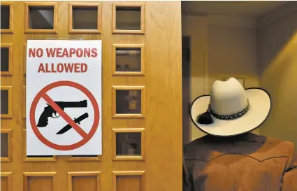  ?? PHOTOS BY LUKE E. MONTAVON/THE NEW MEXICAN ?? Weapons of any kind were not permitted Wednesday during the Senate Judiciary Committee hearing on Senate Bill 5.