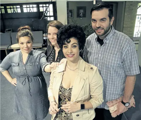  ?? JOHN LAW/POSTMEDIA NETWORK ?? General director Mary-Lou Vetere is ready to unveil Opera Niagara at the Seneca Queen Theatre May 5. Among the performers are, back left to right, Lisa Di Maria, Catherine Wethington and Joel Ricci.