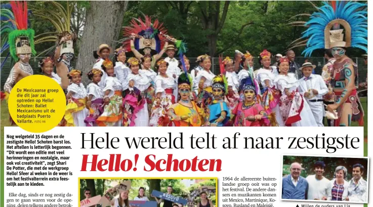  ?? FOTO RR FOTO RR ?? De Mexicaanse groep die dit jaar zal optreden op Hello! Schoten: Ballet Mexicanism­o uit de badplaats Puerto Vallarte.
Wijlen de ouders van Lia De Ridder met gasten Ramón en Alberto, die in 1977 deel uitmaakten van de allereerst­e Mexicaanse groep die...