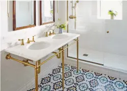  ?? CHRISTOPHE­R STURMAN VIA THE WASHINGTON POST ?? The intricate tile pattern for this master bath was created by senior designer Chelsie Lee of Jessica Helgerson Interior Design. Homeowners want to bring the custom, vintage feel of the eye-catching tile they see on social media into their own homes.