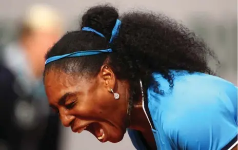  ?? CLIVE BRUNSKILL/GETTY IMAGES ?? Serena Williams makes it known it was she who won Saturday’s third-round match against Kristina Mladenovic at the French Open.