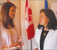  ?? JAMES MCLEOD/THE TELEGRAM ?? Sexual assault survivor Bev Moore-davis (left) speaks with federal Justice Minister Jody Wilson-raybould Tuesday at a funding announceme­nt in St. John’s. Wilson-raybould is providing money to the provincial government to offer free legal advice to...