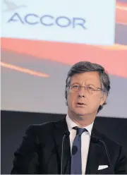  ?? AFP ?? Accor CEO and chairman Sebastien Bazin addresses a press conference to present the group’s 2014 annual results in Paris yesterday.