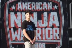  ?? Contribute­d photo ?? Milford teen Collin Cella competing in this year’s American Ninja Warrior Junior. He appeared in the Sept. 30 edition of the competitio­n on Peacock Network.