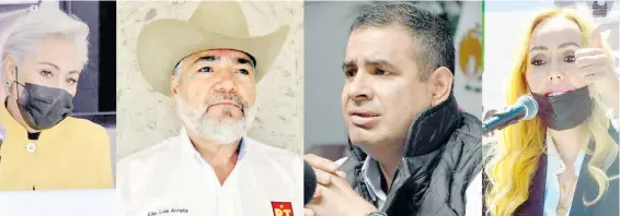  ?? /ARCHIVO ?? María Eugenia Baeza García, contendien­te del RSP, Luis Carlos Arrieta por el PES, Alfredo Lozoya por Movimiento Ciudadano, y Brenda Ríos, aspirante por el Partido Verde Ecologista de México.