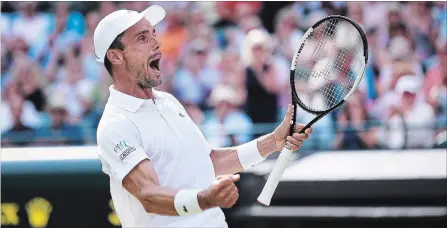  ?? LAURENCE GRIFFITHS GETTY IMAGES ?? Roberto Bautista Agut, pictured, heads to his first Grand Slam semifinal after beating Guido Pella, 7-5, 6-4, 3-6, 6-3, at Wimbledon on Wednesday.