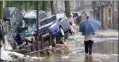  ?? AFP ?? A view of a flooded street in the Belgian city of Verviers after heavy rains and floods lashed western Europe.