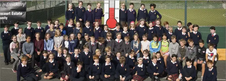  ??  ?? Pupils from St Marys and St Gerards NS, Powerscour­t NS and Curtlestow­n NS who are urging people to get involved with The Enniskerry Broadway Show and their fundraisin­g campaign for #Astro4All Sports for the Community.