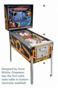  ??  ?? Designed by Steve Ritchie, Firepower was the first solidstate table to feature electronic multiball