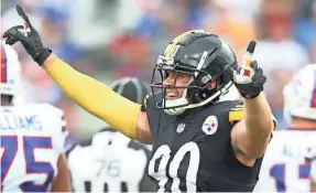  ?? JEFFREY T. BARNES/AP ?? Linebacker T.J. Watt led a big Steelers defensive effort against the Bills and Josh Allen.